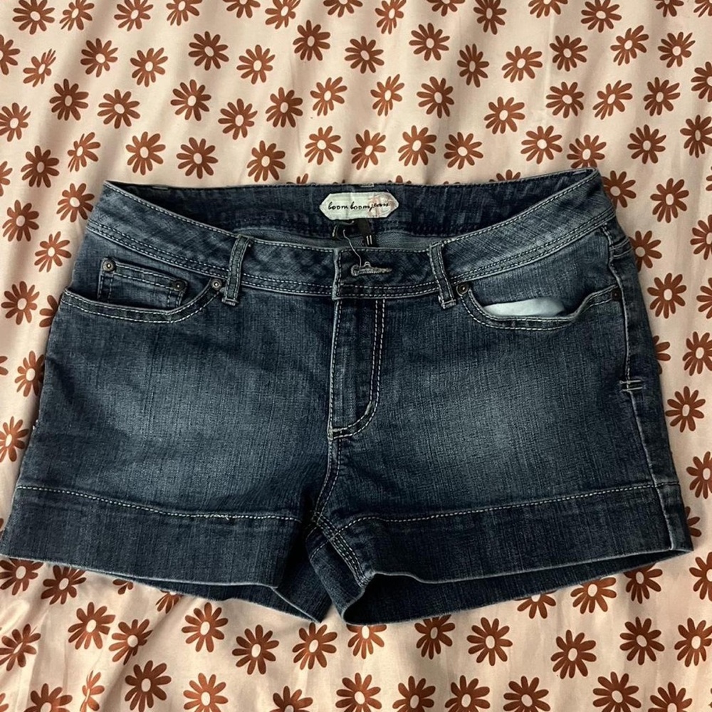 Free People Deep Blue Jean Shorts
